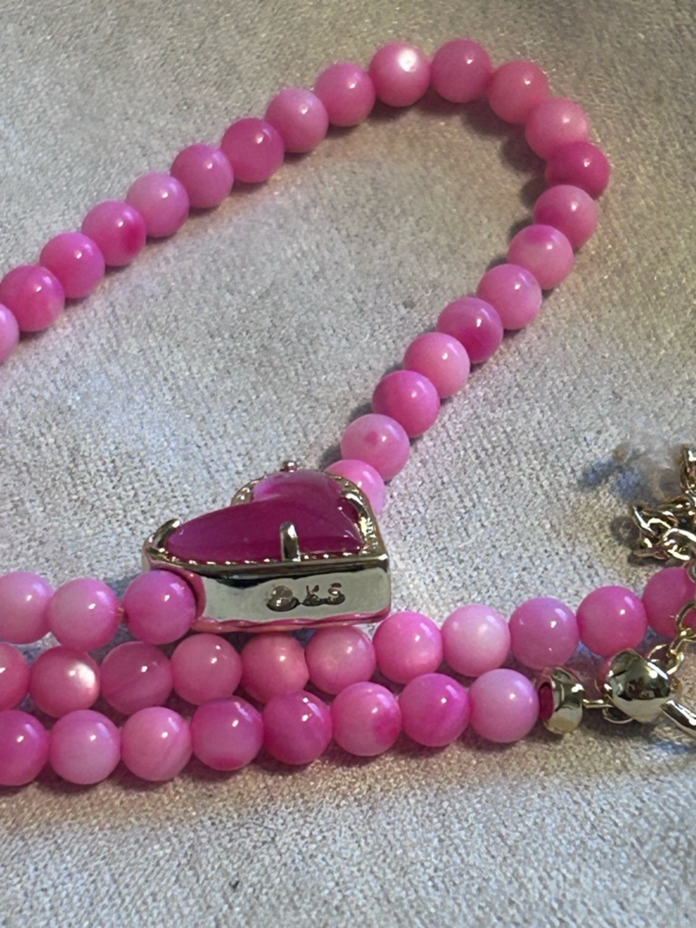 NWOT Kendra Scott Gemstone Heart Beaded Pendant Necklace in Pink - Picture 6 of 10
